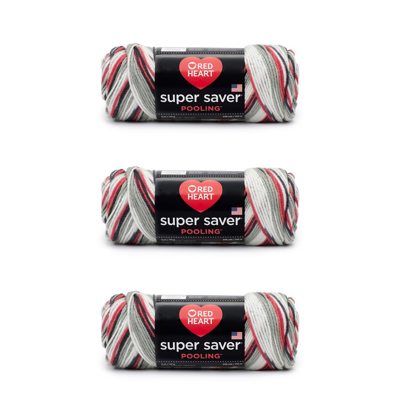 Red Heart Super Saver Haute Yarn - 3 Pack of 141g/5oz - Acrylic - 4 Medium  (Worsted) - 236 Yards - Knitting/Crochet